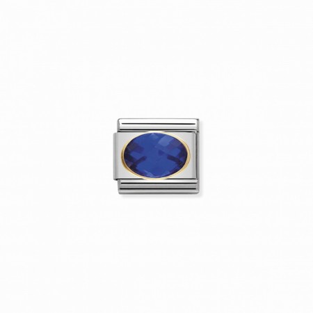 Nomination Gold Oval Blue CZ Stone Composable Charm